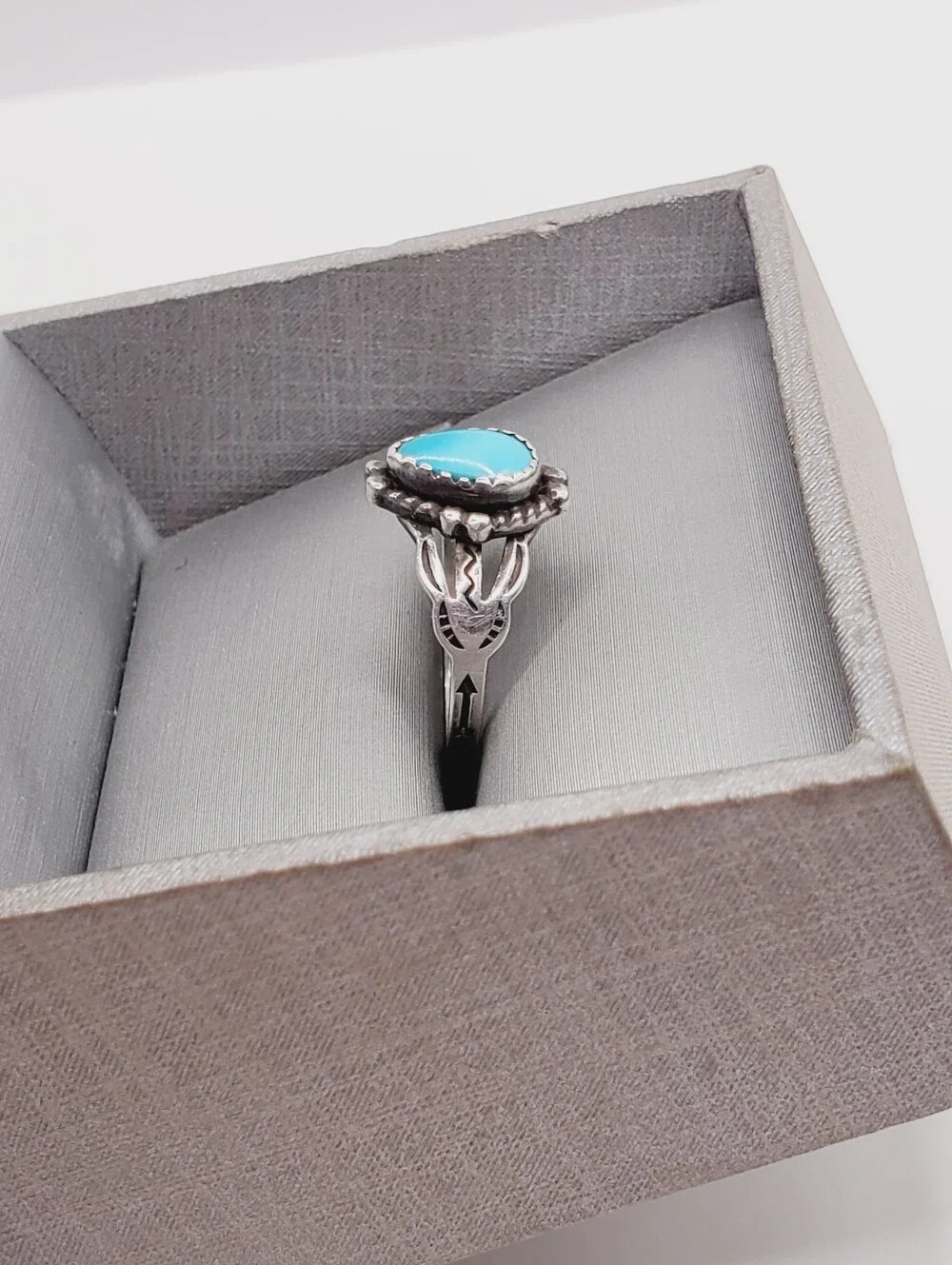 Genuine Teardrop Turquoise Vintage Arrow Ring In 925 Sterling Silver